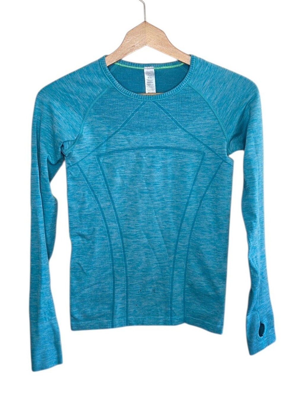 Ivivva Turquoise Long Sleeve Fitted Tee Girls Size Large Thumbholes Sporty Gym